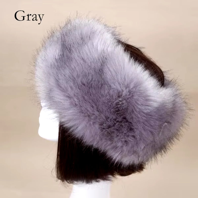 Winter Thick Furry Hairband Fluffy Russian Faux Fur Women Girl Fur Headband Hat Winter Outdoor Earwarmer Ski Hats Hot