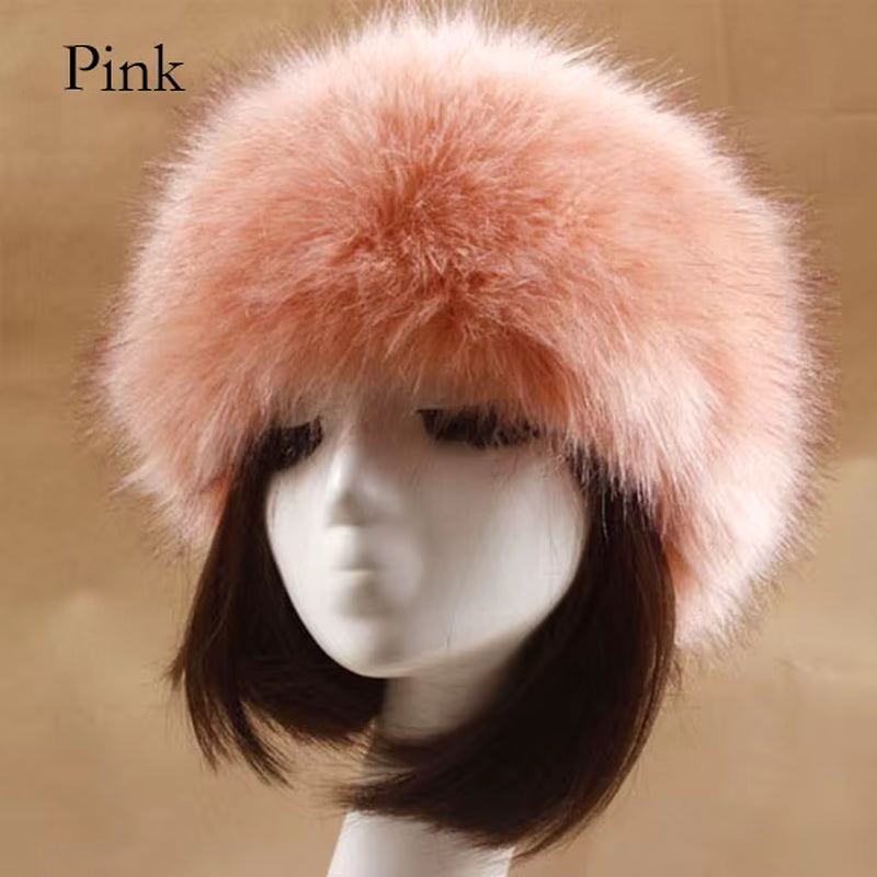 Winter Thick Furry Hairband Fluffy Russian Faux Fur Women Girl Fur Headband Hat Winter Outdoor Earwarmer Ski Hats Hot