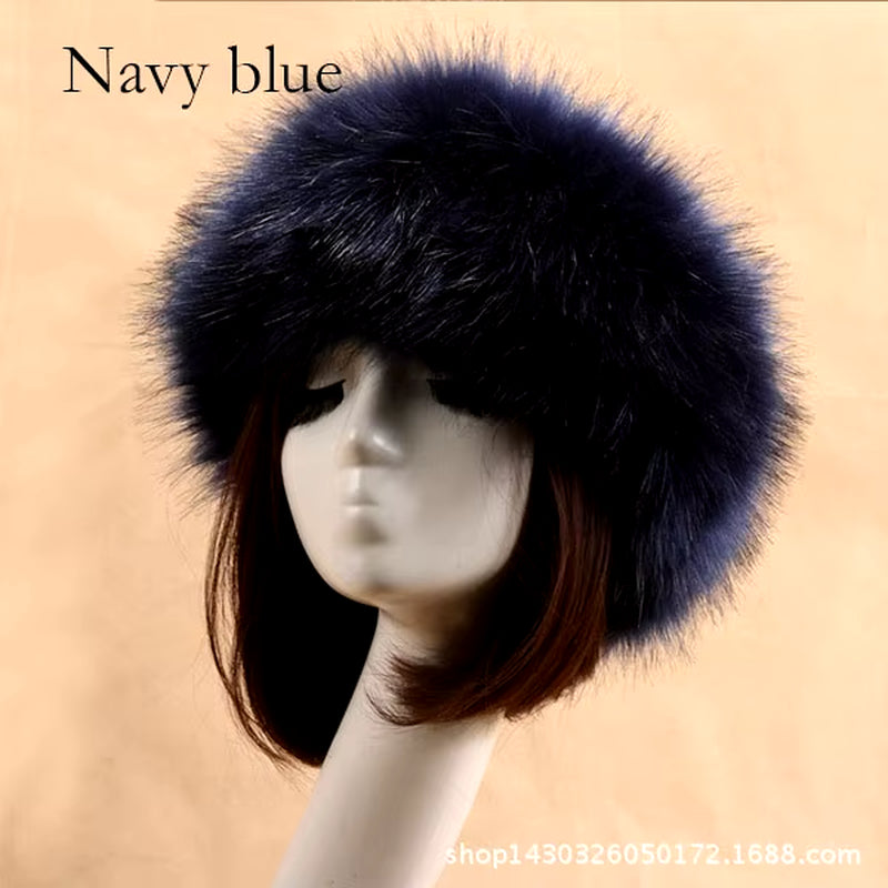 Winter Thick Furry Hairband Fluffy Russian Faux Fur Women Girl Fur Headband Hat Winter Outdoor Earwarmer Ski Hats Hot