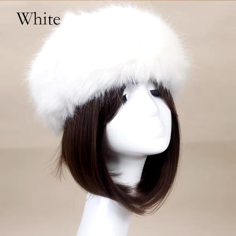 Winter Thick Furry Hairband Fluffy Russian Faux Fur Women Girl Fur Headband Hat Winter Outdoor Earwarmer Ski Hats Hot